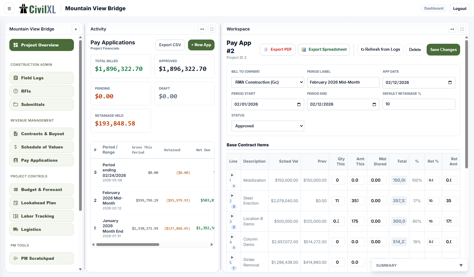 Pay applications — screenshot pending
